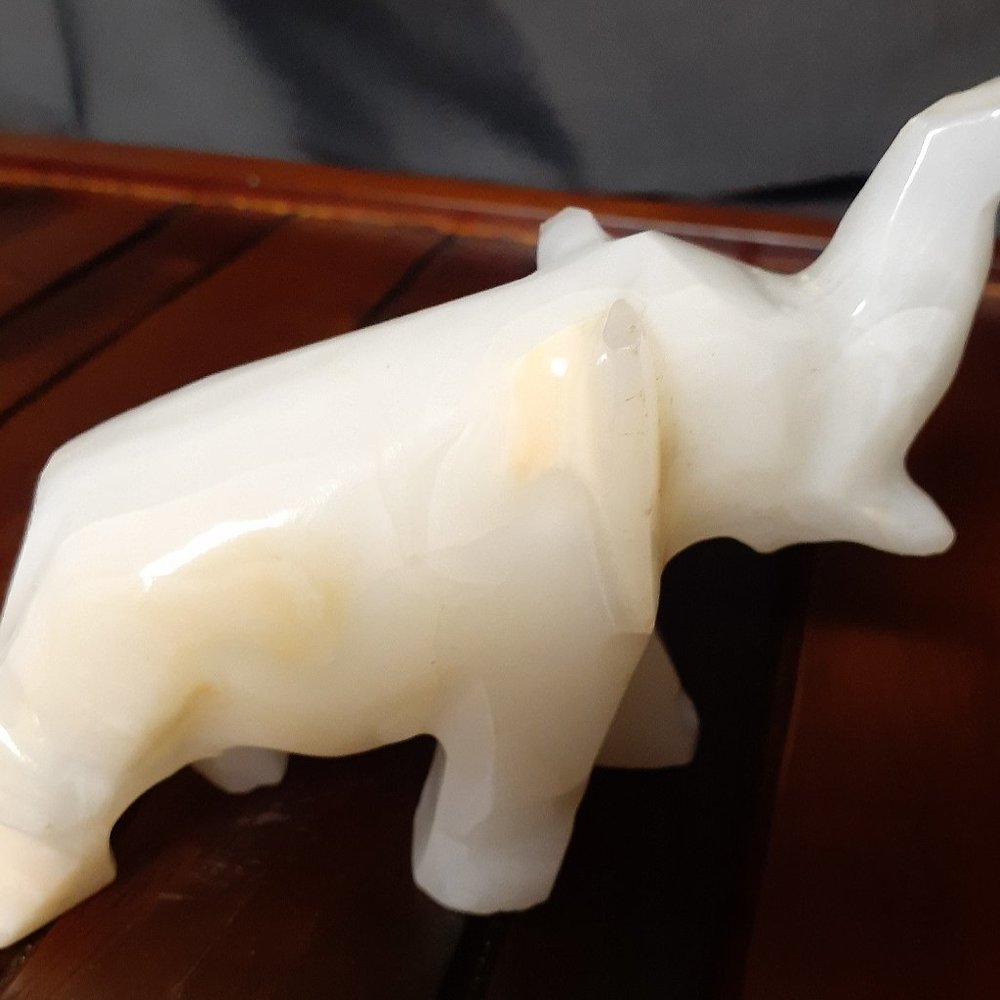Vintage Alabaster Elephant Statue